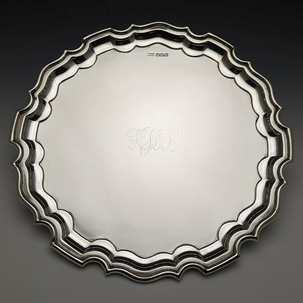 1929年 英国ヴィンテージ 純銀(925シルバー) サルヴァ 直径26cm 521g Walker & Hall